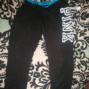 Vs pink crop sweatpants.
